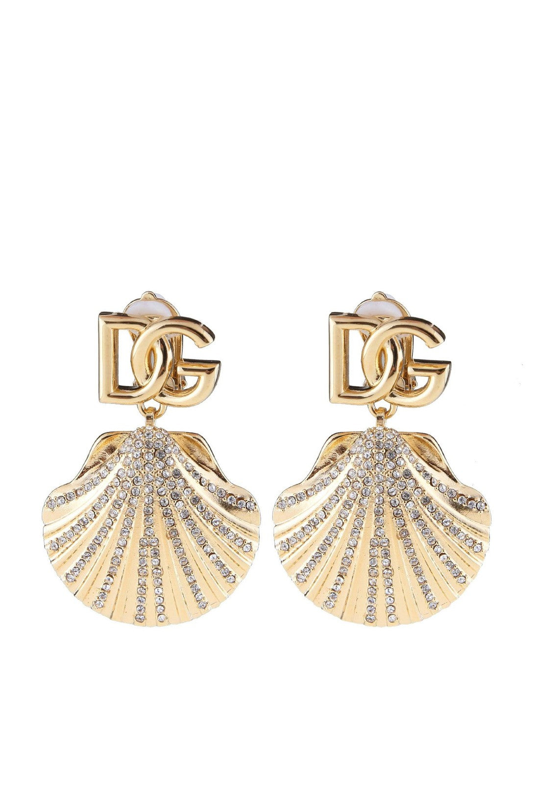 DOLCE & GABBANA-OUTLET-SALE-Dolce and gabbana earrings with dg logo and shell-ARCHIVIST