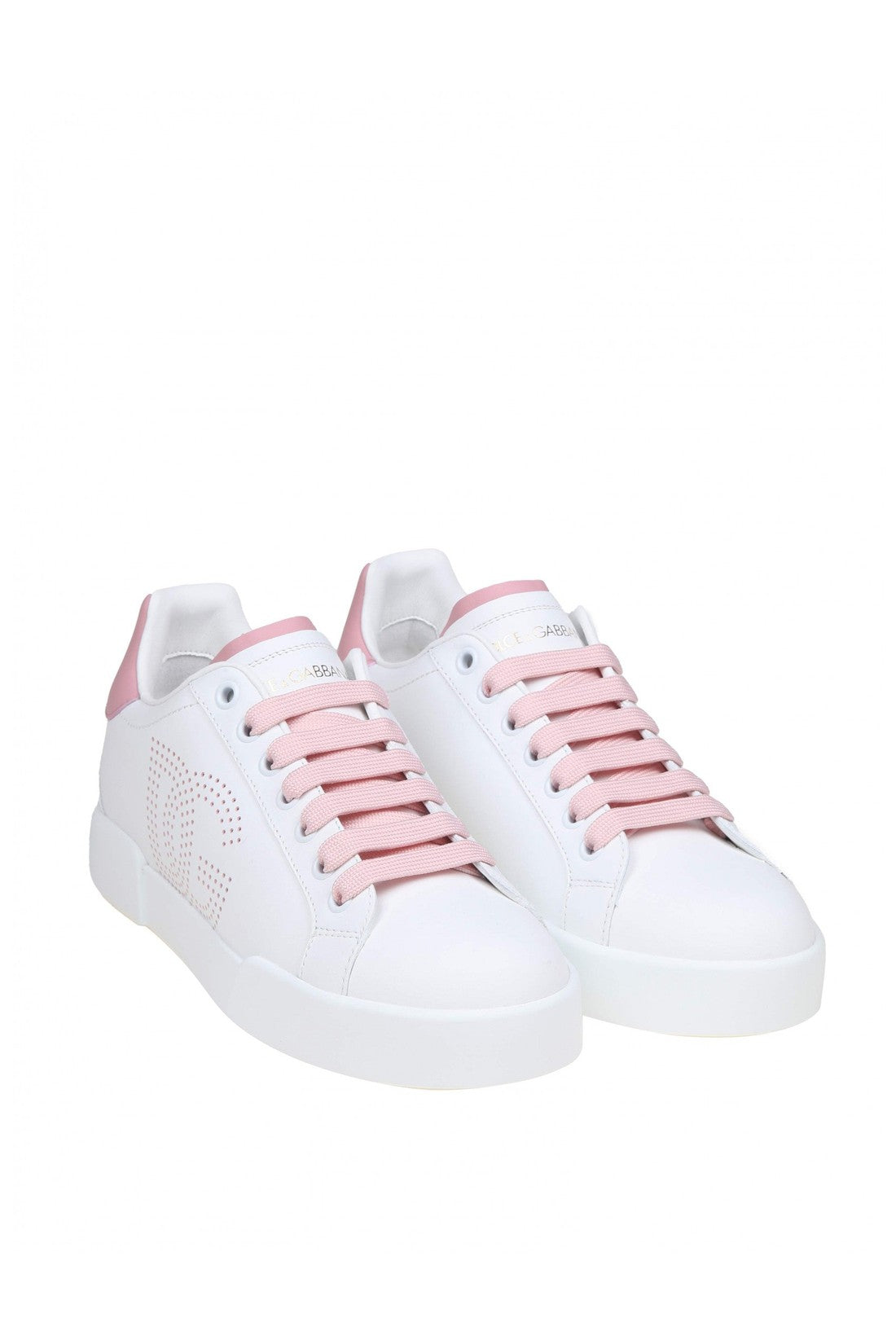 DOLCE & GABBANA-OUTLET-SALE-Dolce e gabbana portofino light sneakers in white and pink leather-ARCHIVIST