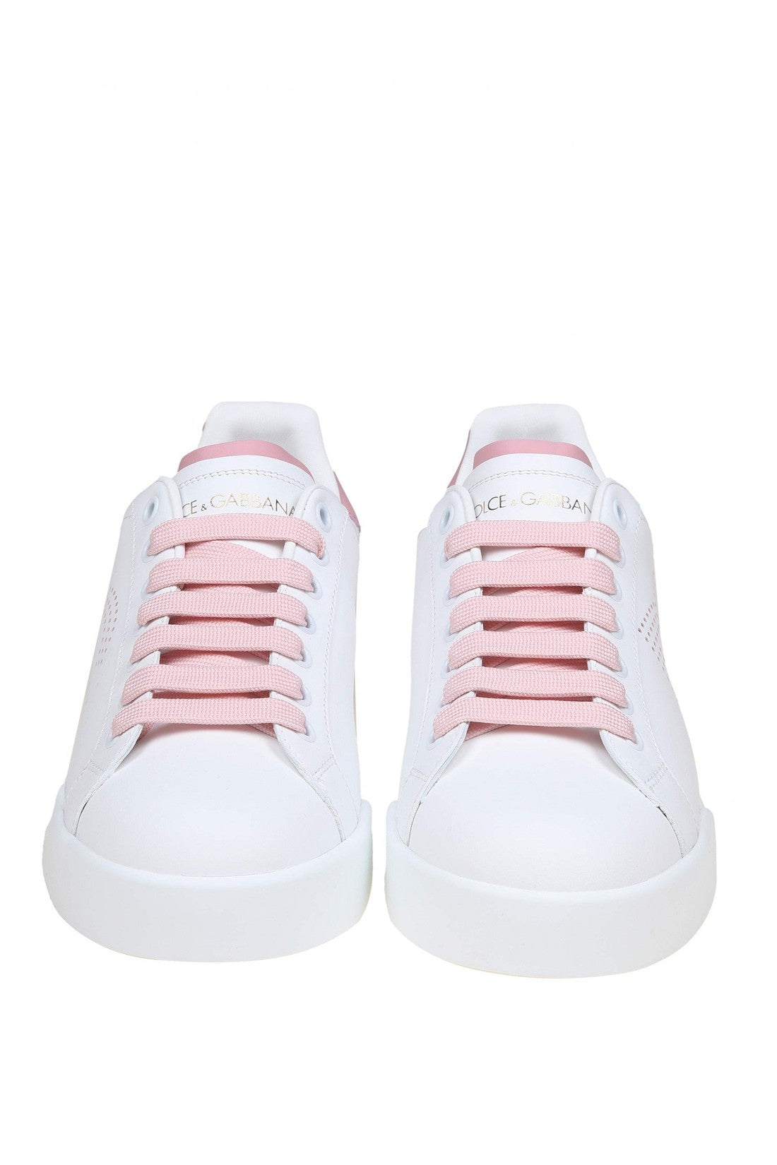 DOLCE & GABBANA-OUTLET-SALE-Dolce e gabbana portofino light sneakers in white and pink leather-ARCHIVIST