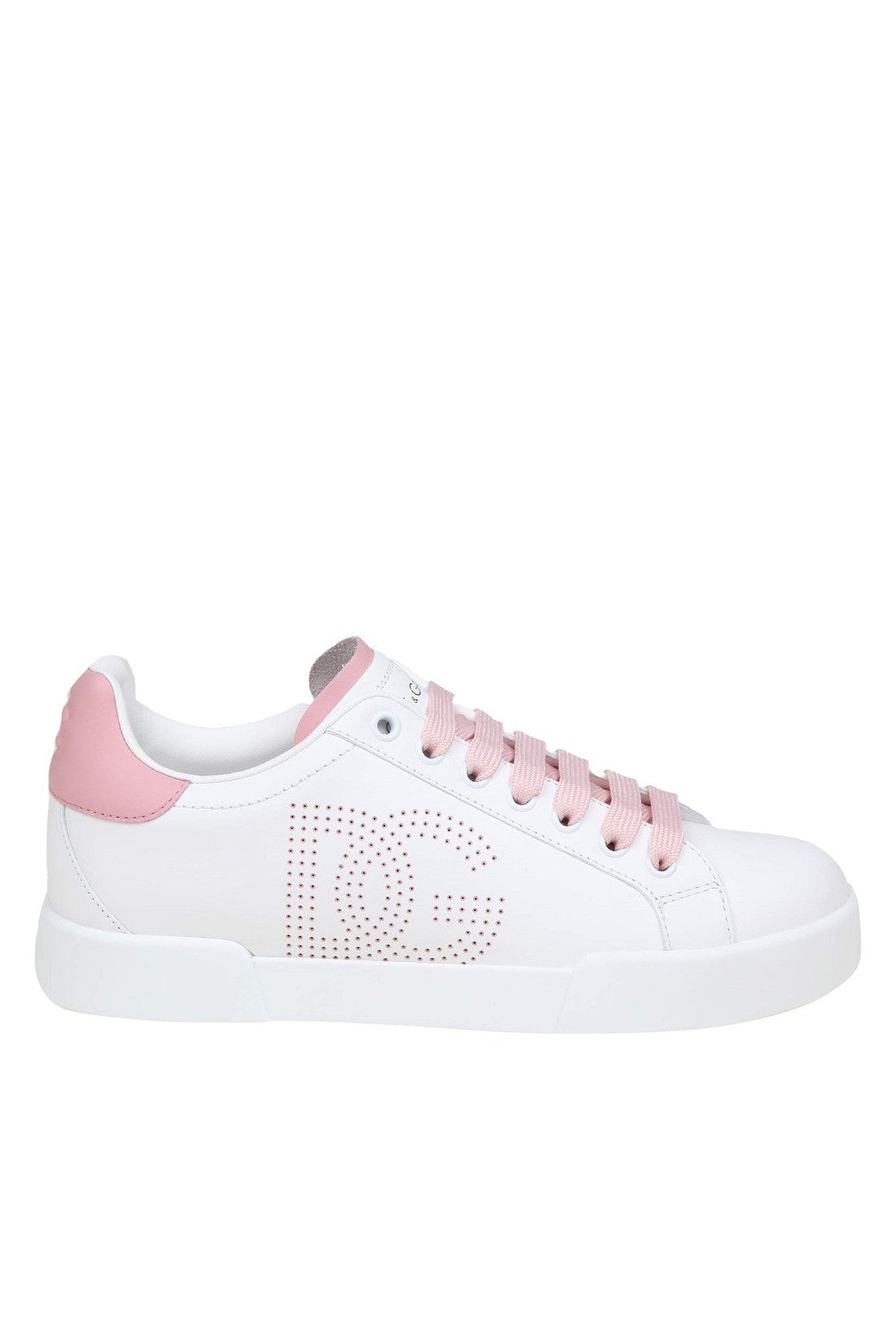 DOLCE & GABBANA-OUTLET-SALE-Dolce e gabbana portofino light sneakers in white and pink leather-ARCHIVIST