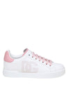 DOLCE & GABBANA-OUTLET-SALE-Dolce e gabbana portofino light sneakers in white and pink leather-ARCHIVIST