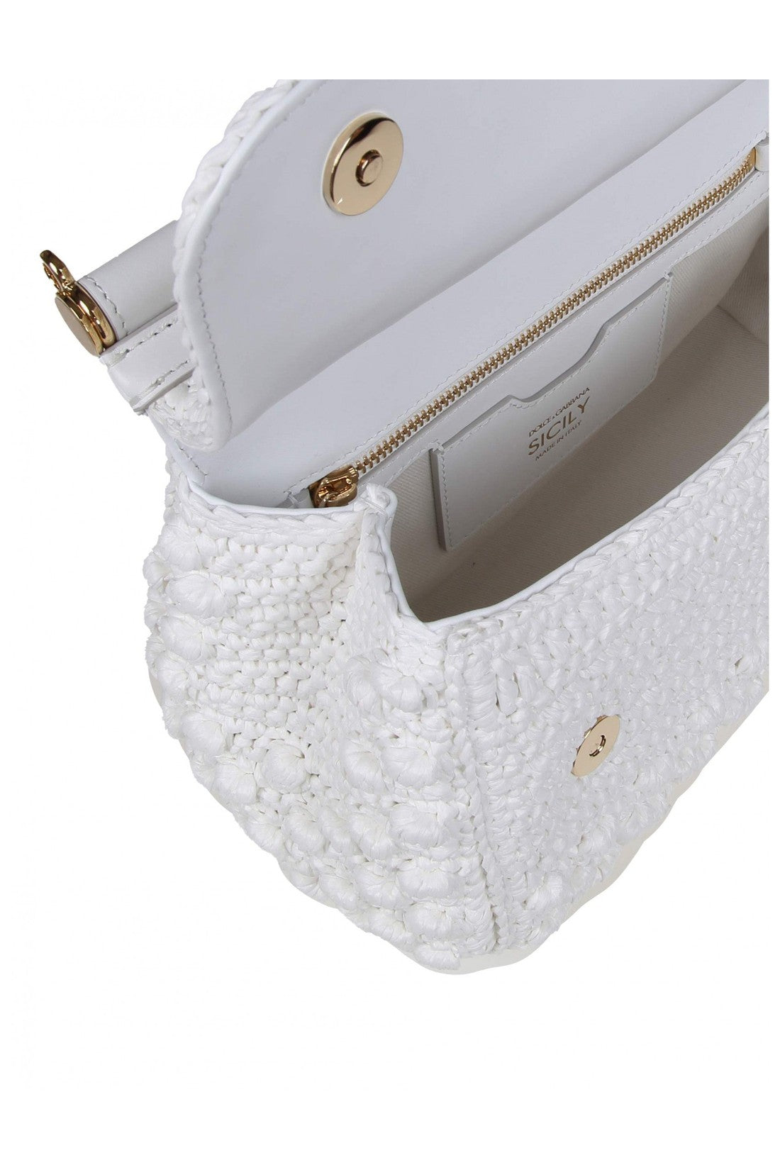 DOLCE & GABBANA-OUTLET-SALE-Dolce e gabbana raffia crochet handbag white color-ARCHIVIST