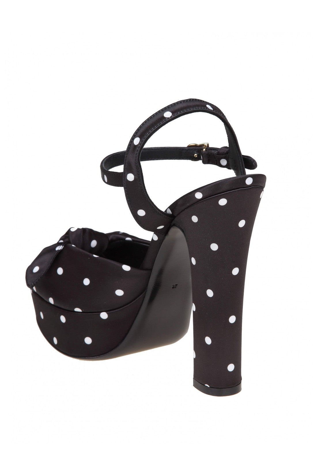 DOLCE & GABBANA-OUTLET-SALE-Dolce & gabbana keira sandals in polka polka print satin-ARCHIVIST