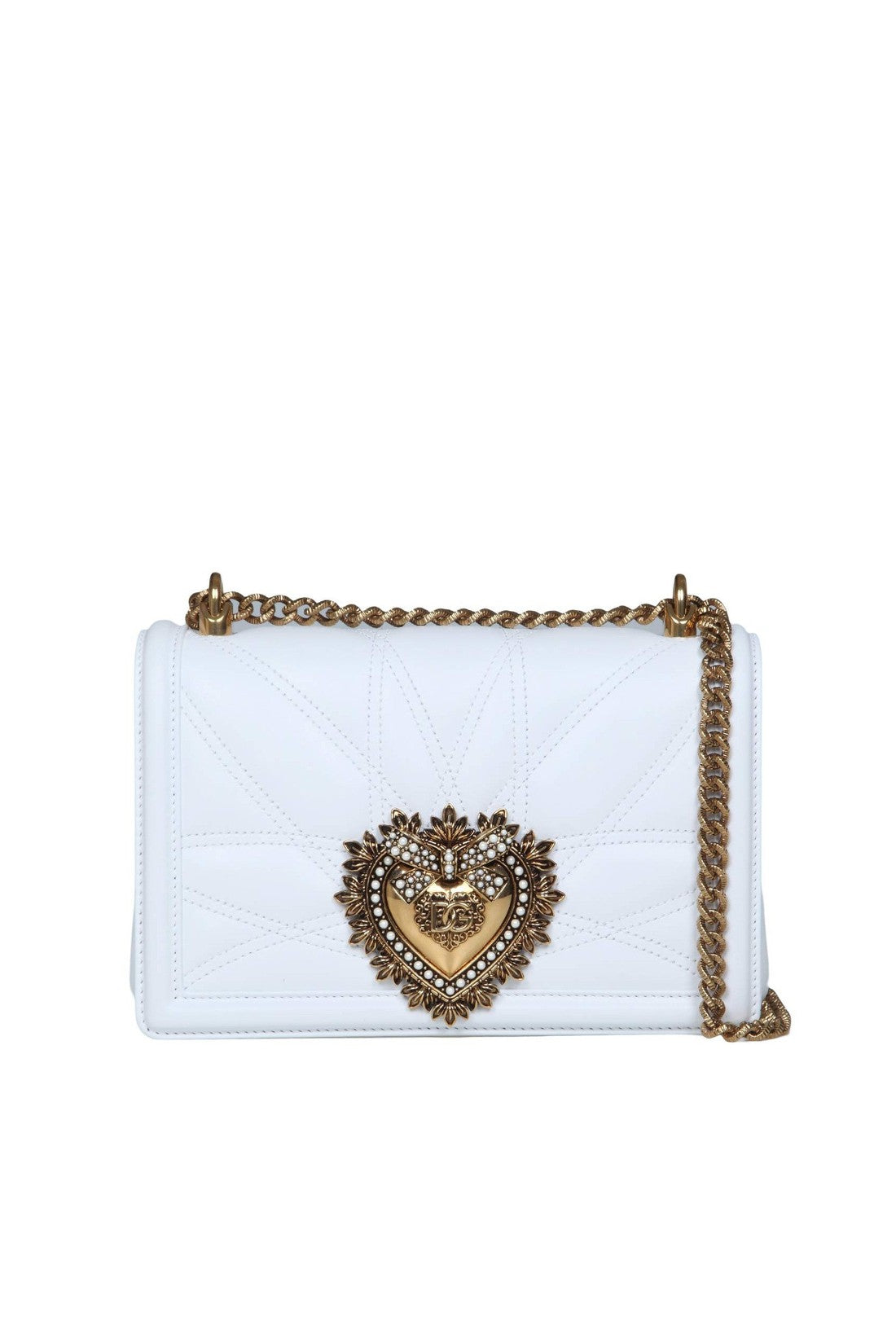 DOLCE & GABBANA-OUTLET-SALE-Dolce & gabbana medium devotion bag in matelassé nappa color white-ARCHIVIST