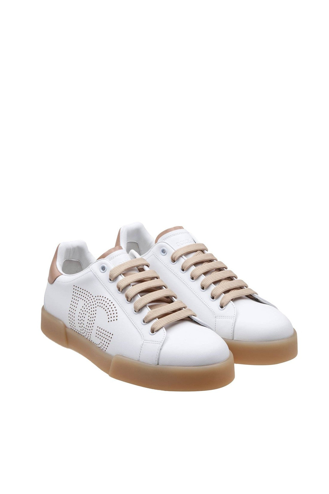 Dolce & Gabbana-OUTLET-SALE-Dolce & gabbana portofino light sneakers in white and beige leather-ARCHIVIST