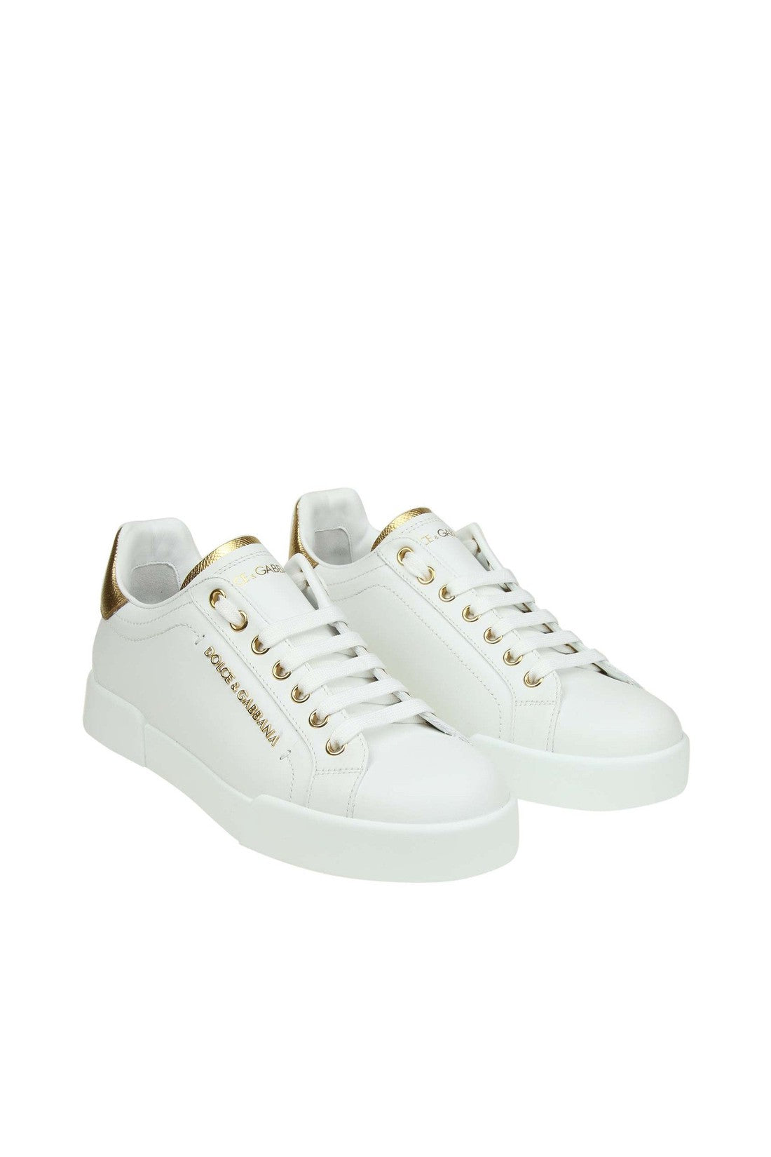 DOLCE & GABBANA-OUTLET-SALE-Dolce & gabbana portofino sneakers in white leather with logo pearl-ARCHIVIST