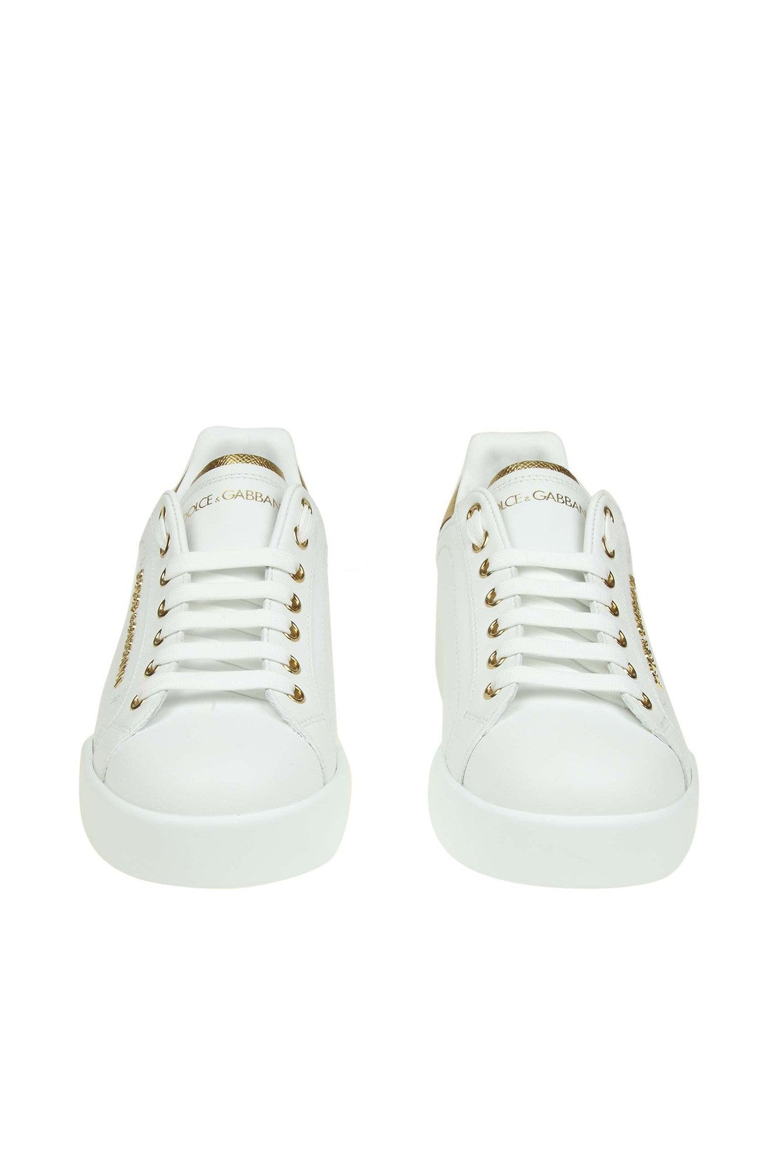 DOLCE & GABBANA-OUTLET-SALE-Dolce & gabbana portofino sneakers in white leather with logo pearl-ARCHIVIST