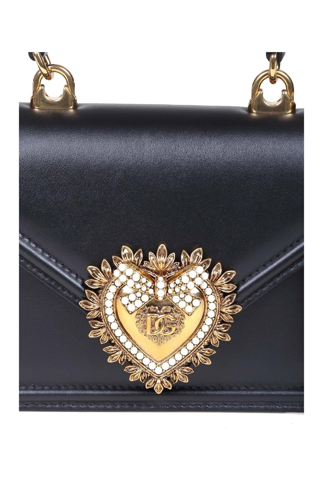 DOLCE & GABBANA-OUTLET-SALE-Dolce & gabbana small devotion handbag in black color leather-ARCHIVIST