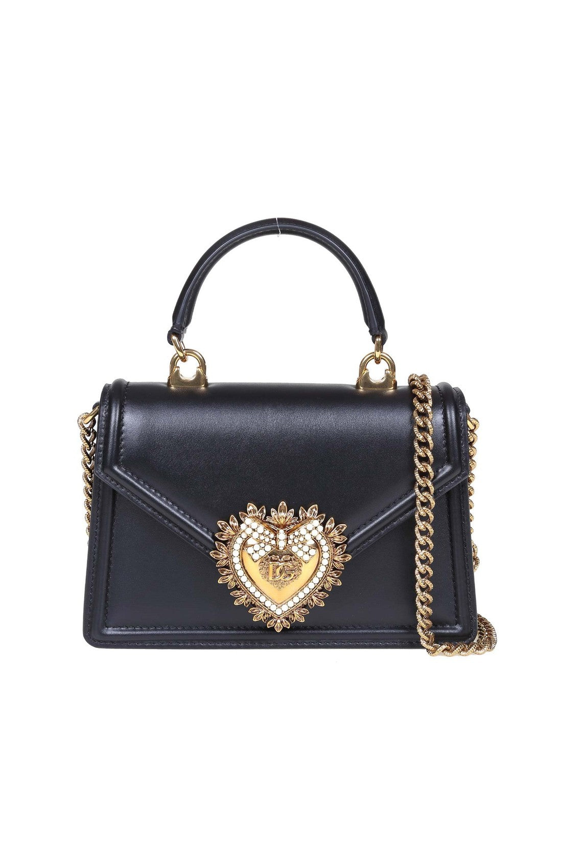 DOLCE & GABBANA-OUTLET-SALE-Dolce & gabbana small devotion handbag in black color leather-ARCHIVIST