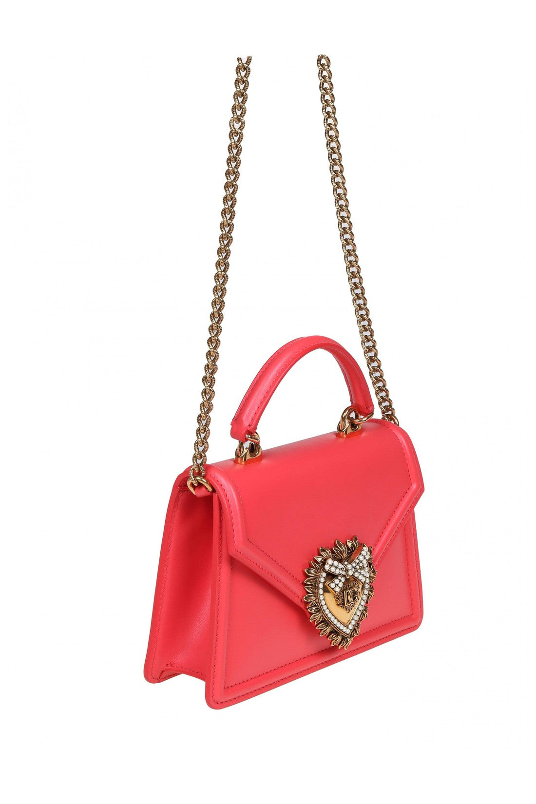 DOLCE & GABBANA-OUTLET-SALE-Dolce & gabbana small devotion handbag in coral leather-ARCHIVIST