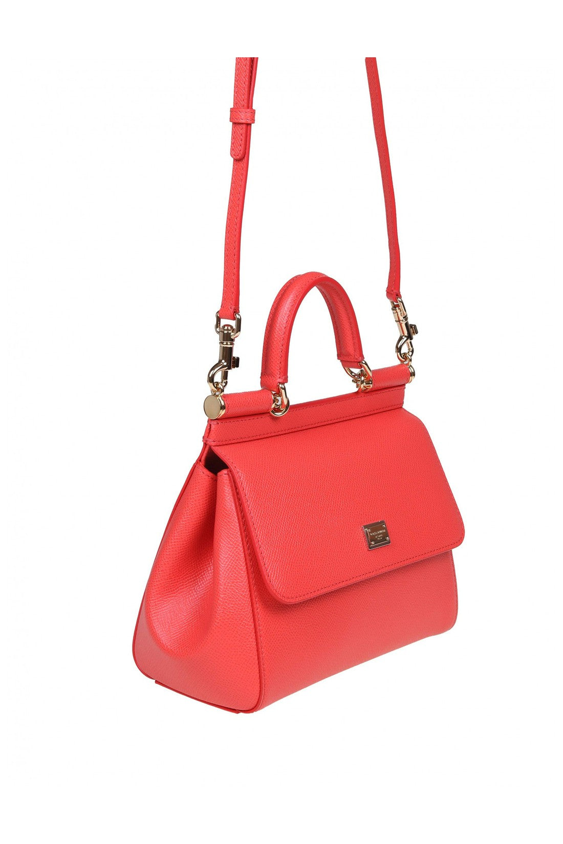 DOLCE & GABBANA-OUTLET-SALE-Dolce & gabbana small sicily bag in coral dauphine leather-ARCHIVIST