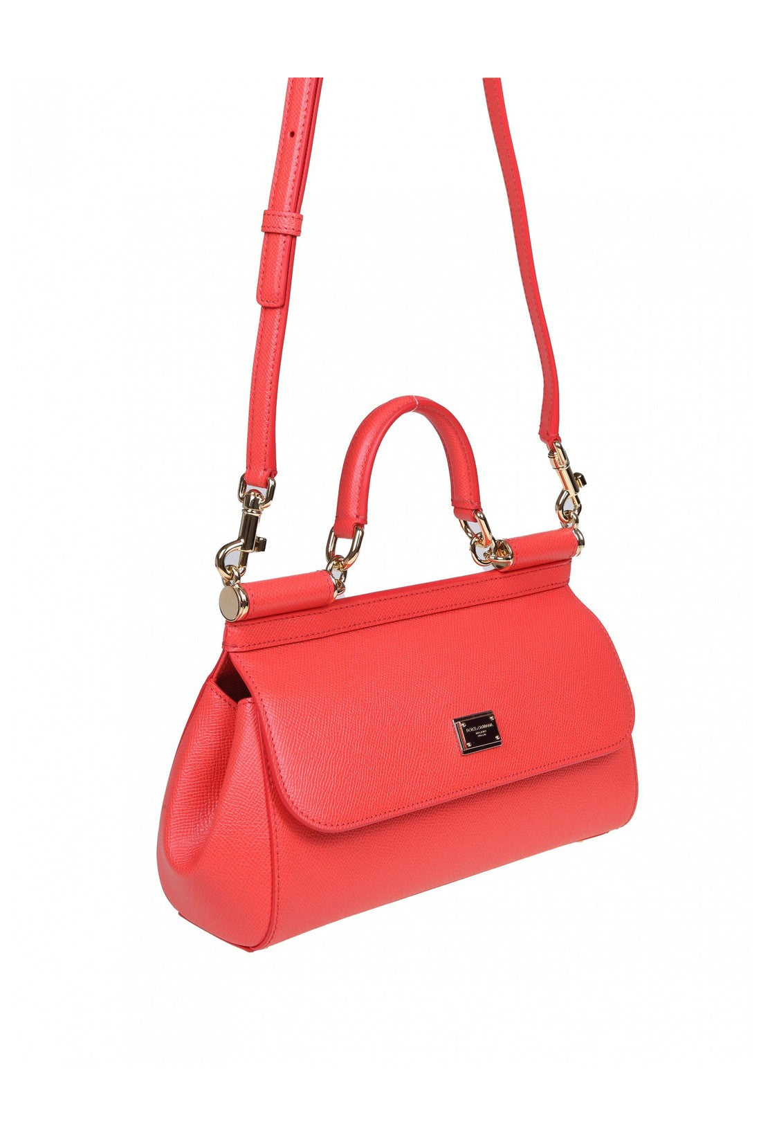 DOLCE & GABBANA-OUTLET-SALE-Dolce & gabbana small sicily bag in coral dauphine leather-ARCHIVIST