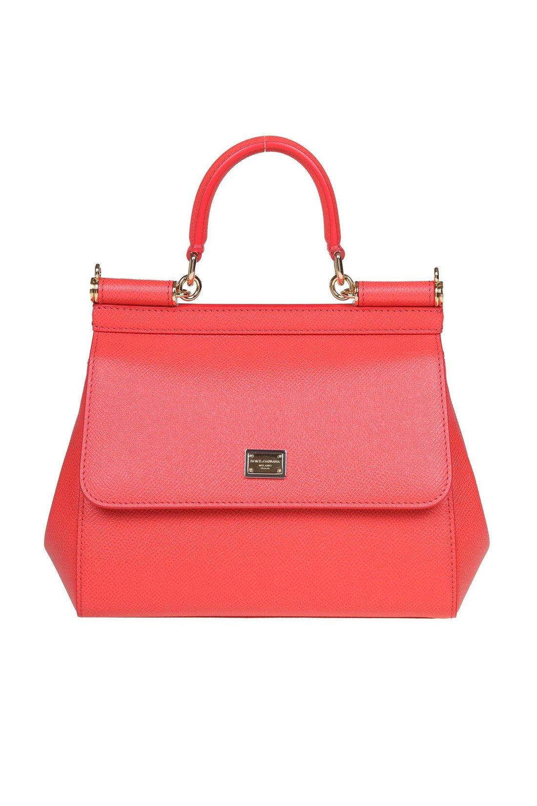 DOLCE & GABBANA-OUTLET-SALE-Dolce & gabbana small sicily bag in coral dauphine leather-ARCHIVIST