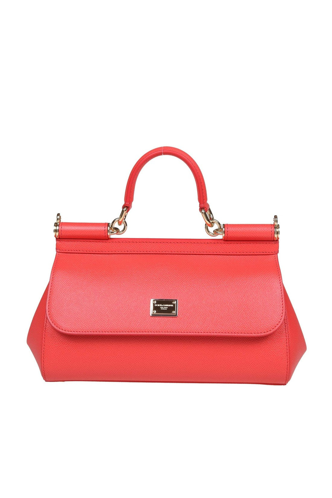 DOLCE & GABBANA-OUTLET-SALE-Dolce & gabbana small sicily bag in coral dauphine leather-ARCHIVIST