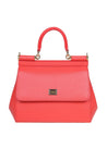 DOLCE & GABBANA-OUTLET-SALE-Dolce & gabbana small sicily bag in coral dauphine leather-ARCHIVIST