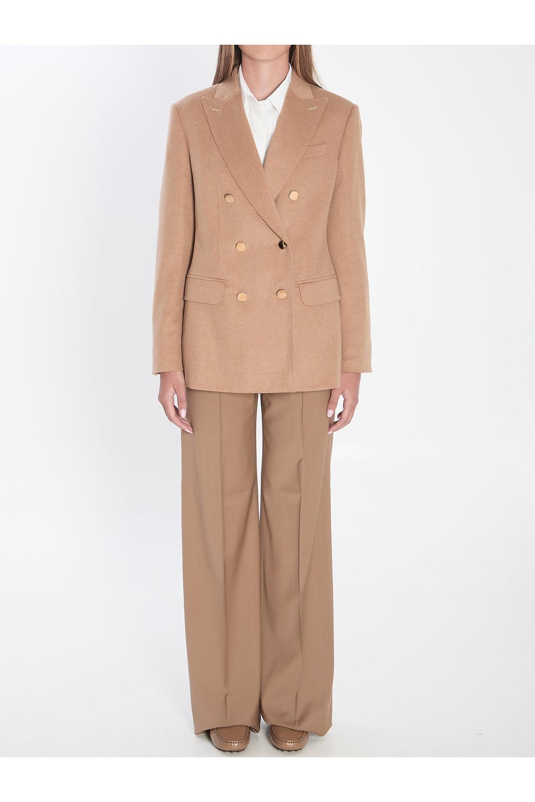 Max Mara-OUTLET-SALE-Double-breasted blazer in camel-ARCHIVIST