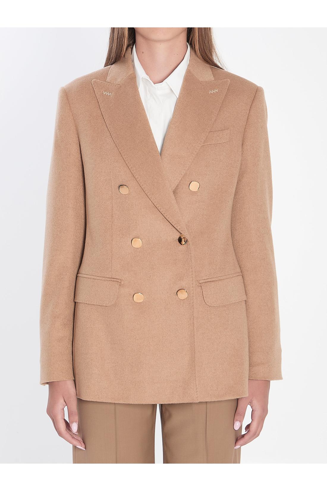 Max Mara-OUTLET-SALE-Double-breasted blazer in camel-ARCHIVIST