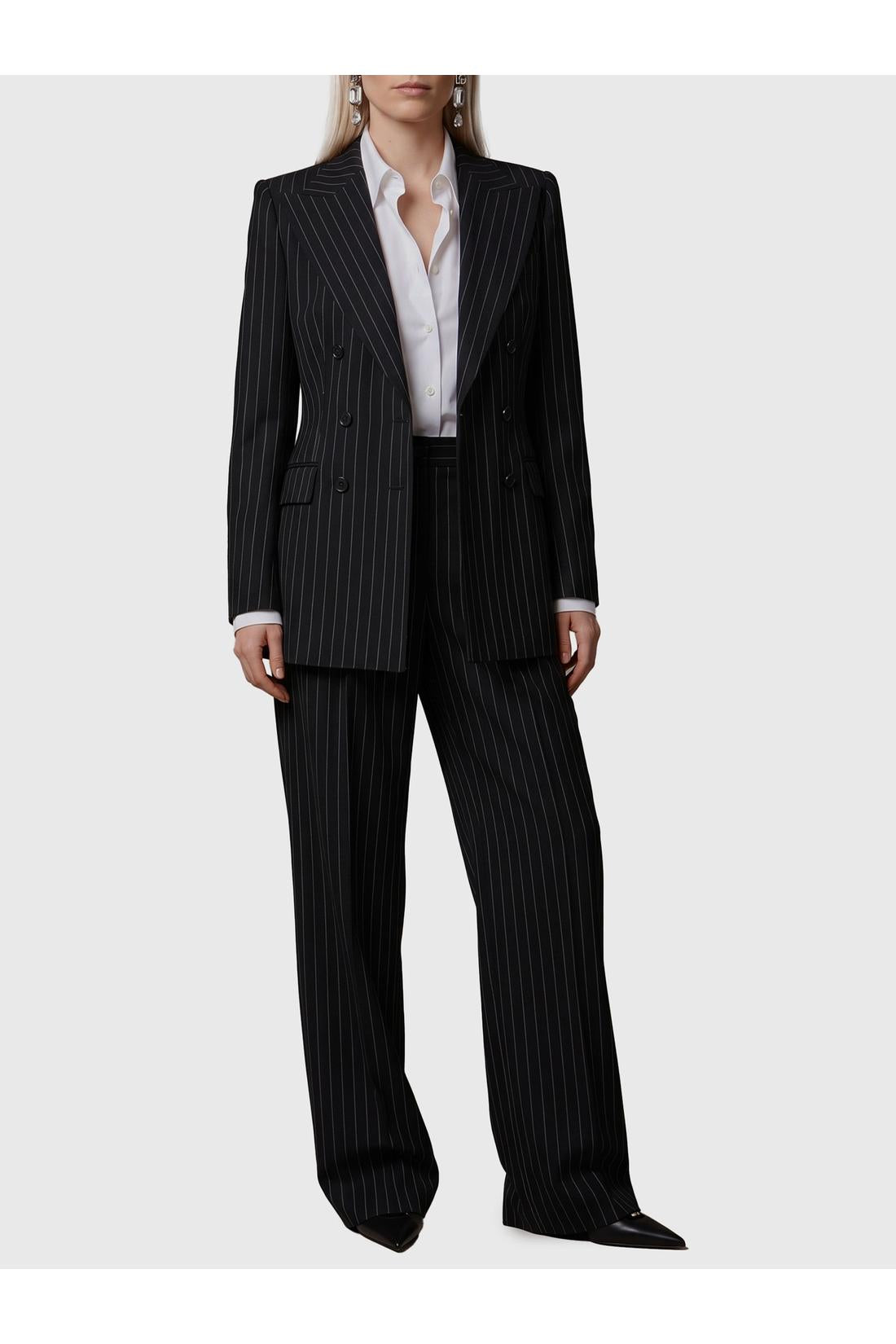 Dolce & Gabbana-OUTLET-SALE-Double-breasted chalk stripe jacket-ARCHIVIST