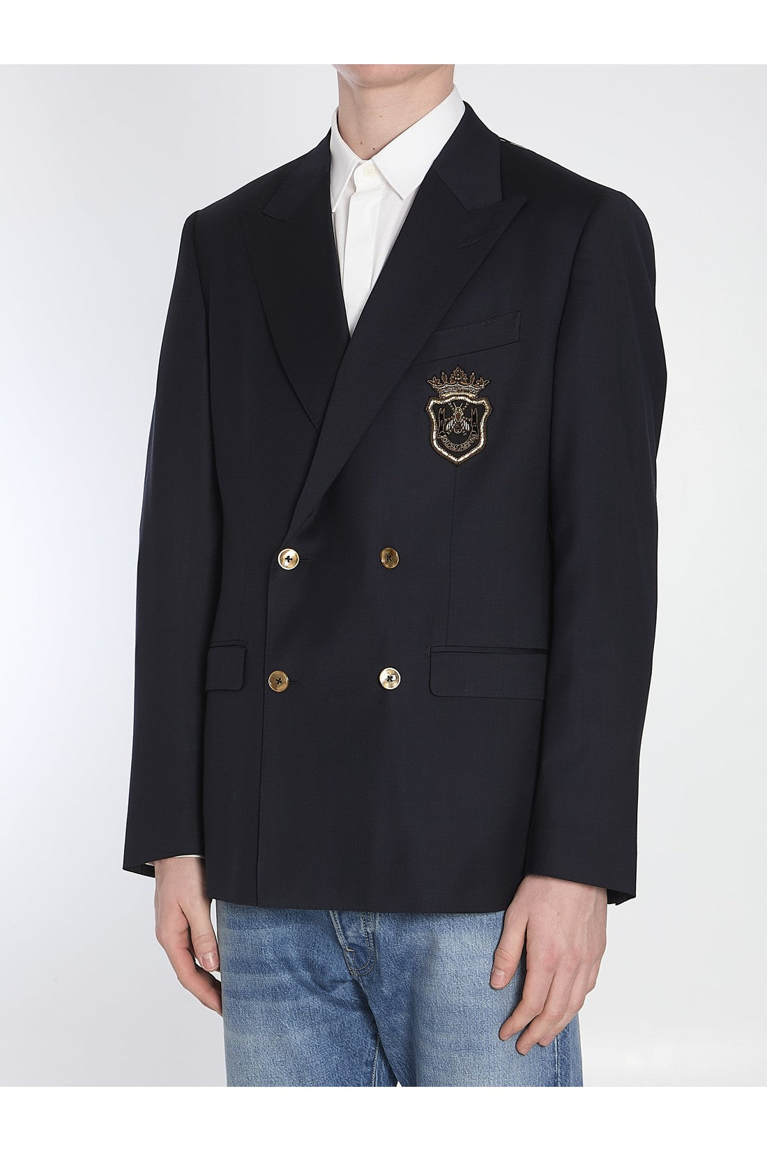 Dolce & Gabbana-OUTLET-SALE-Double-breasted jacket with patch-ARCHIVIST