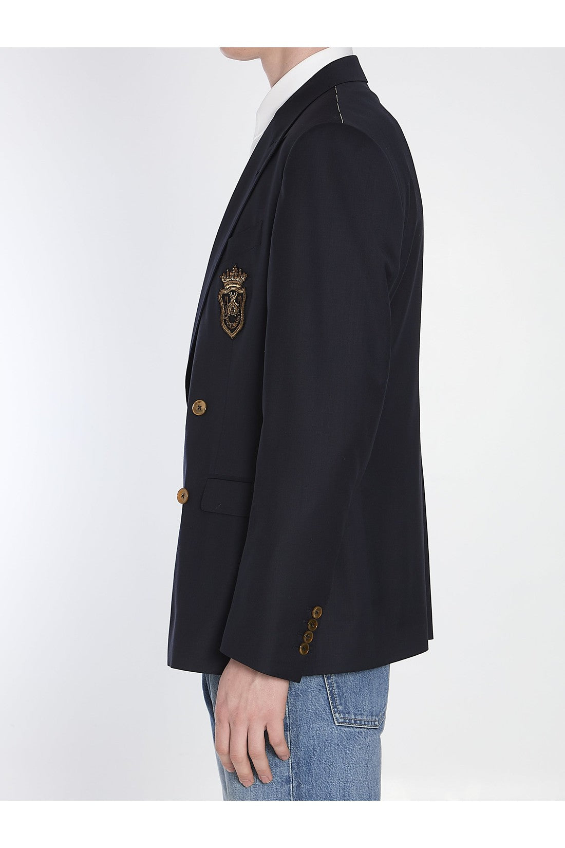Dolce & Gabbana-OUTLET-SALE-Double-breasted jacket with patch-ARCHIVIST