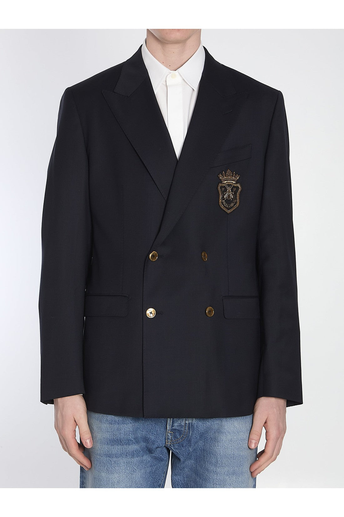 Dolce & Gabbana-OUTLET-SALE-Double-breasted jacket with patch-ARCHIVIST