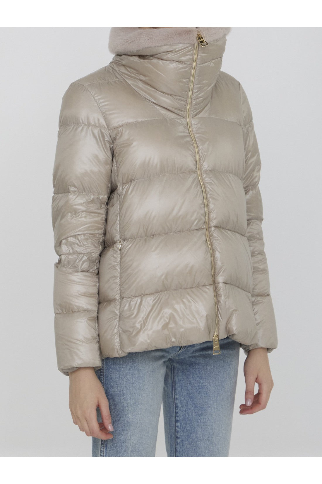 HERNO-OUTLET-SALE-Down jacket in nylon and eco-fur-ARCHIVIST