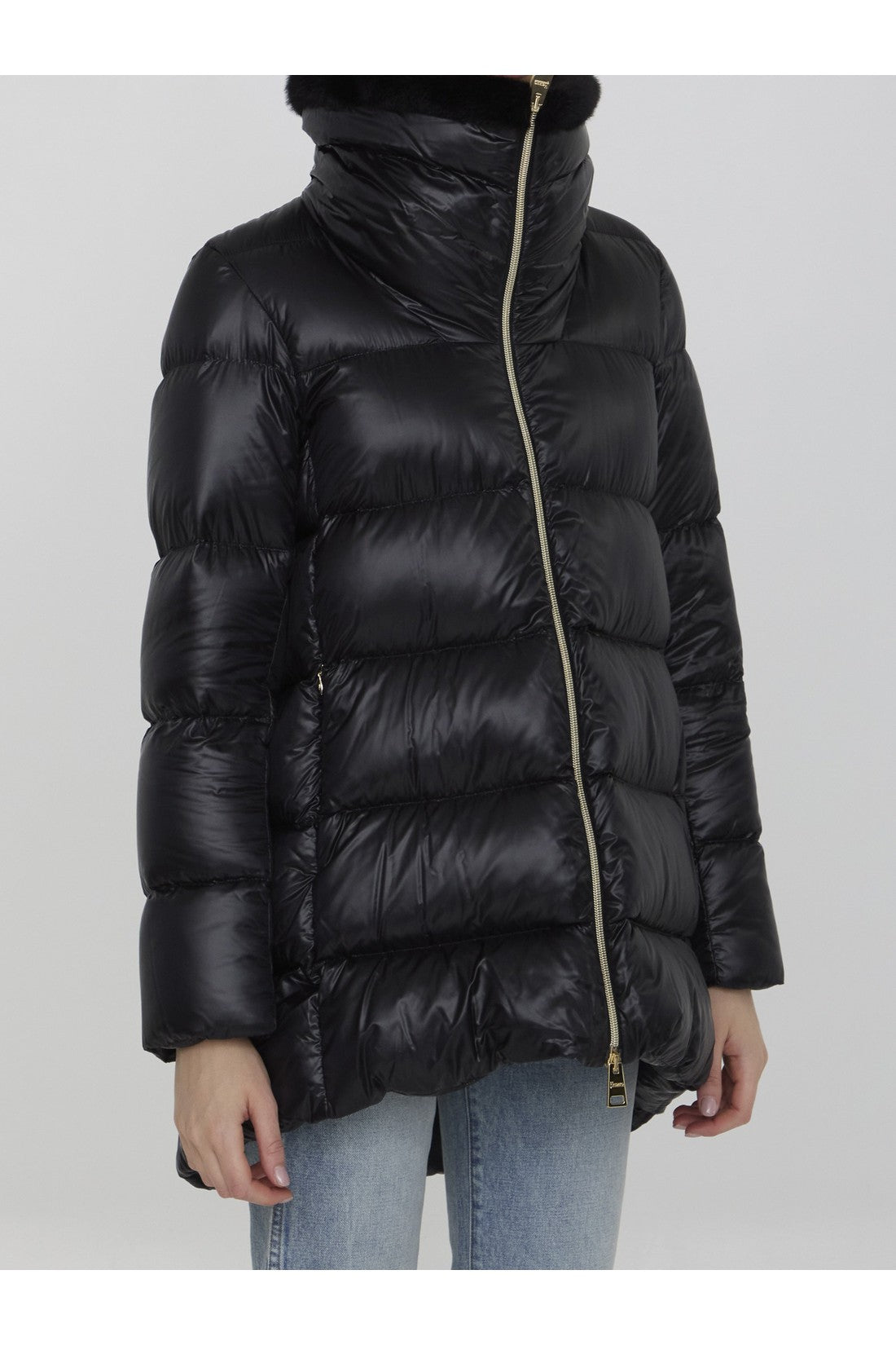 HERNO-OUTLET-SALE-Down jacket in nylon and eco-fur-ARCHIVIST