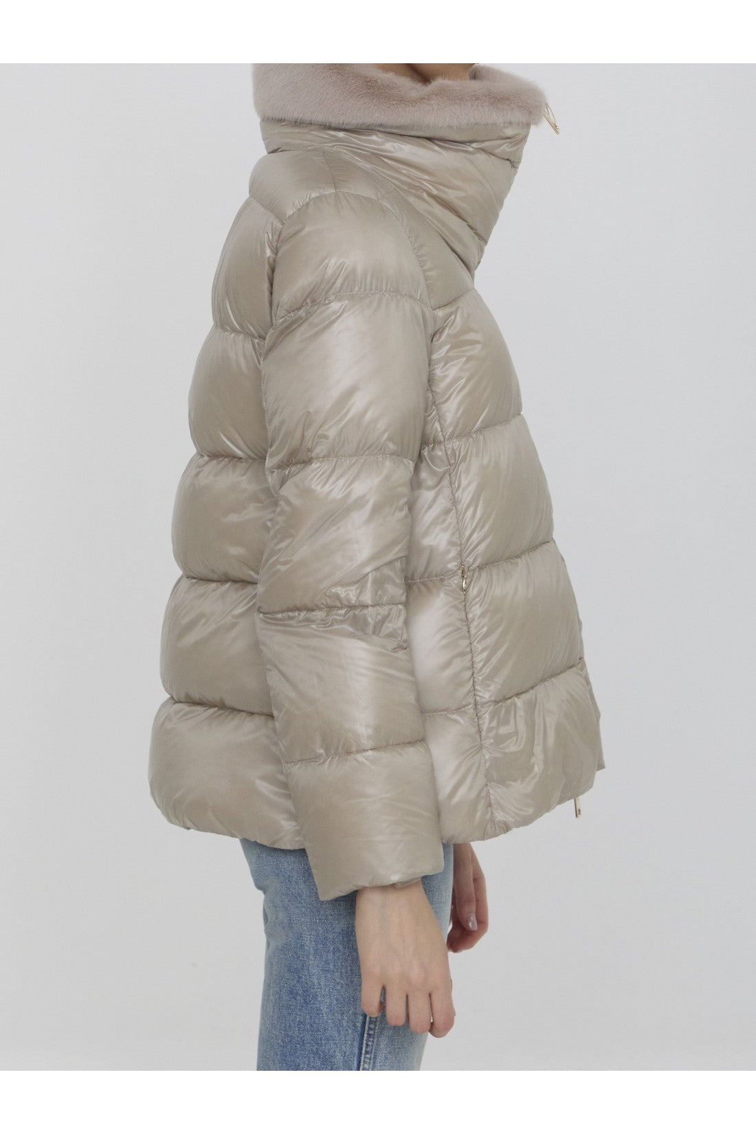 HERNO-OUTLET-SALE-Down jacket in nylon and eco-fur-ARCHIVIST