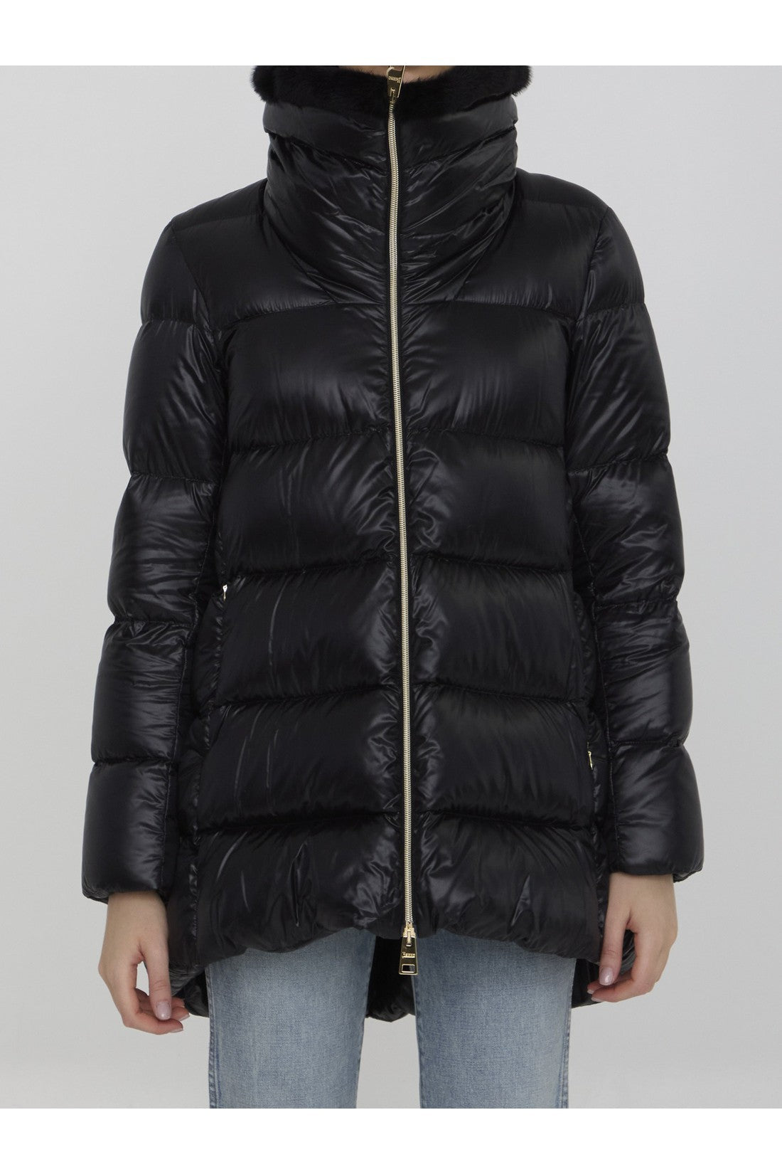 HERNO-OUTLET-SALE-Down jacket in nylon and eco-fur-ARCHIVIST