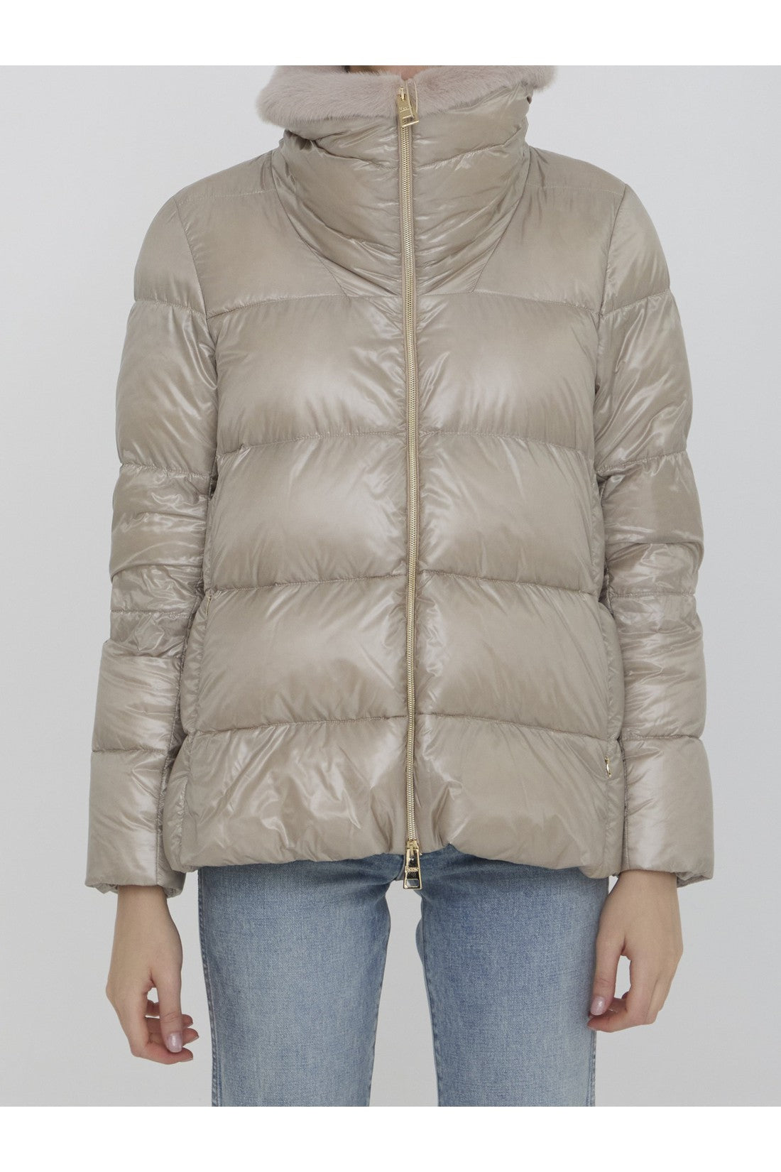 HERNO-OUTLET-SALE-Down jacket in nylon and eco-fur-ARCHIVIST