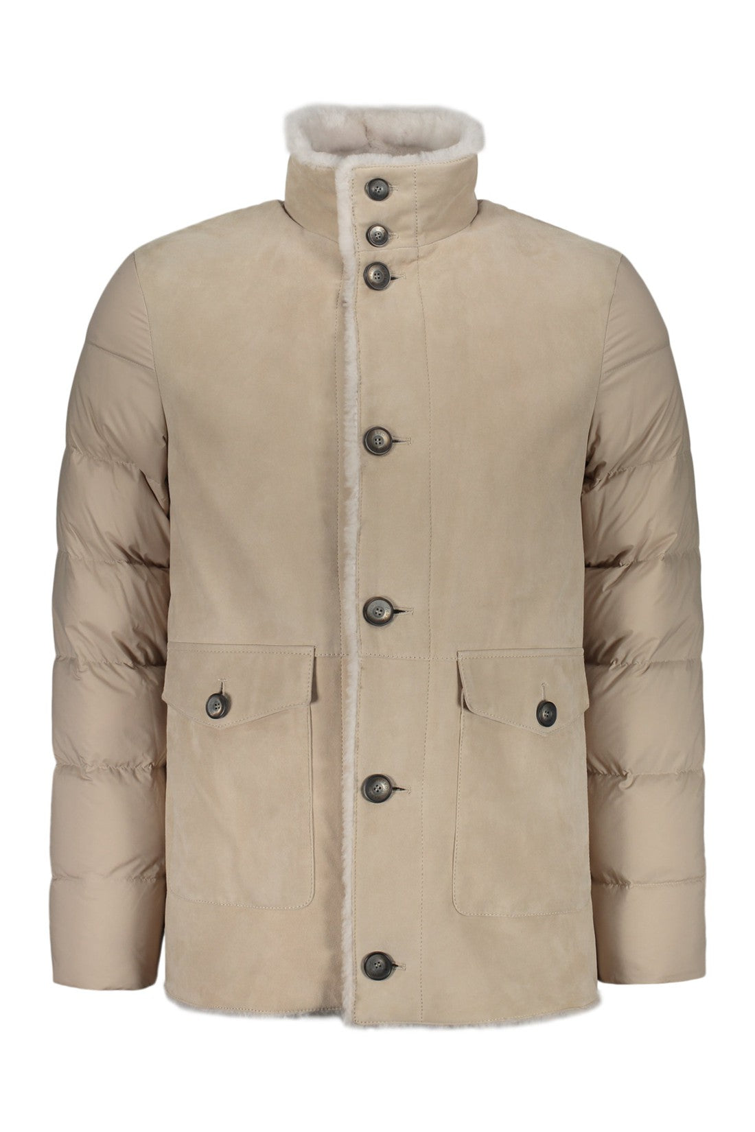 Herno-OUTLET-SALE-Down jacket in nylon and lamb shearling-ARCHIVIST