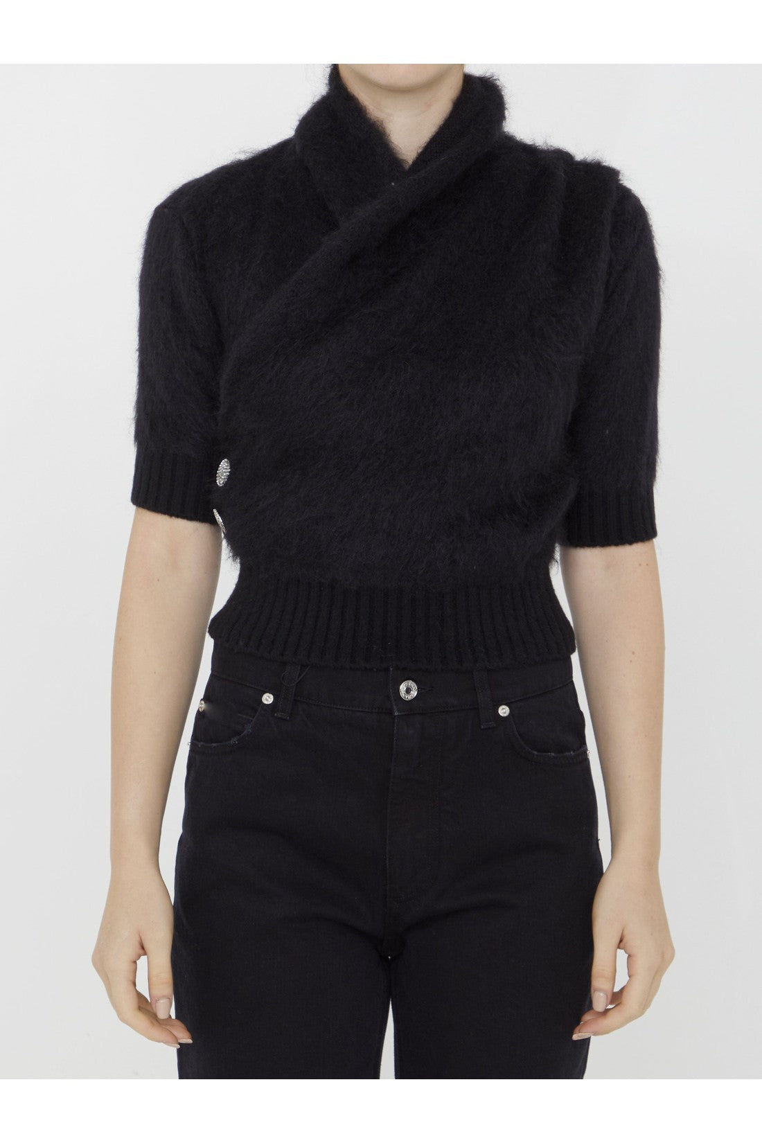 BALMAIN-OUTLET-SALE-Draped cropped top-ARCHIVIST