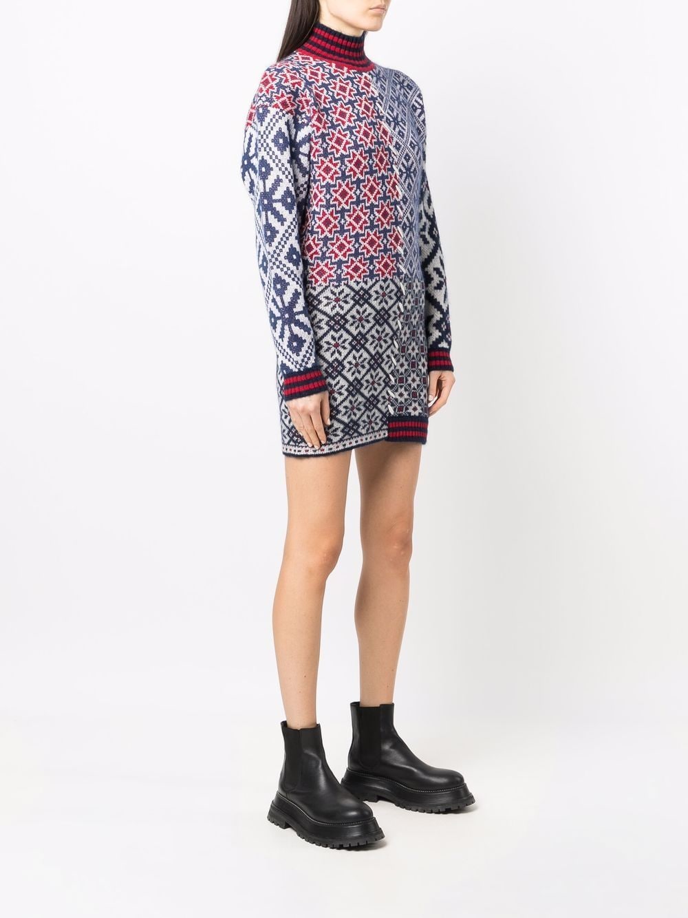 GOLDEN GOOSE-OUTLET-SALE-Dress Dominika Wool Norway Patchwork Jacquard-ARCHIVIST