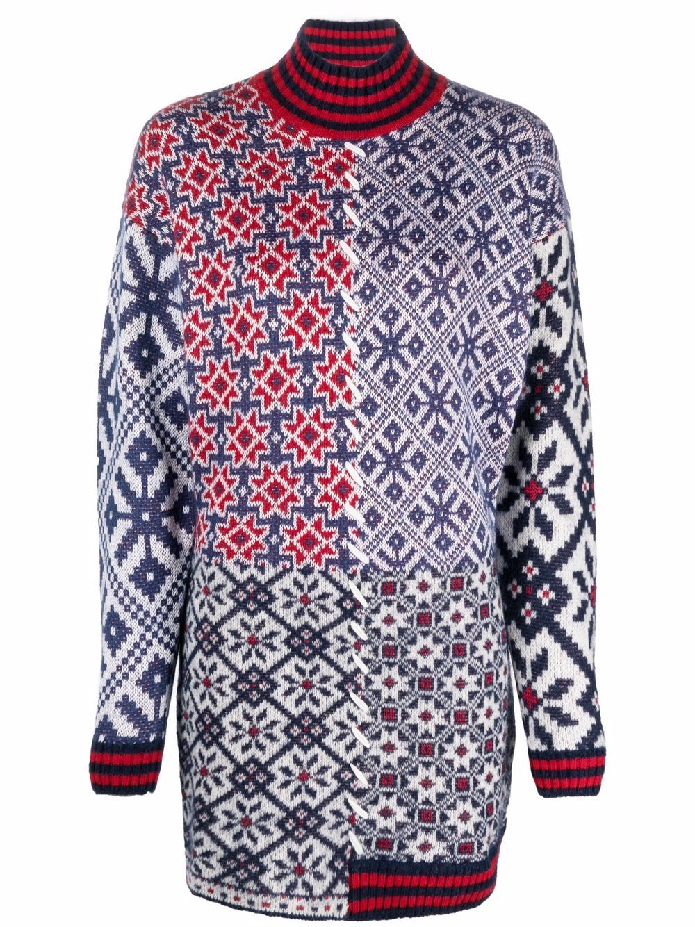 GOLDEN GOOSE-OUTLET-SALE-Dress Dominika Wool Norway Patchwork Jacquard-ARCHIVIST