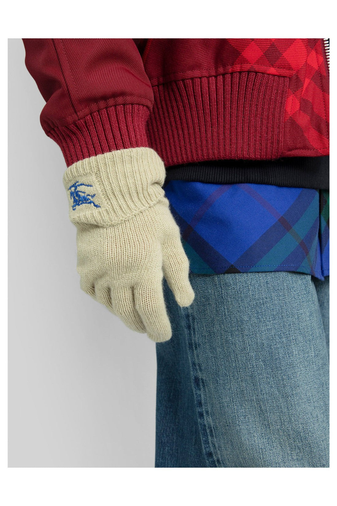 Burberry-OUTLET-SALE-EKB Logo Embroidered Cashmere Gloves-ARCHIVIST