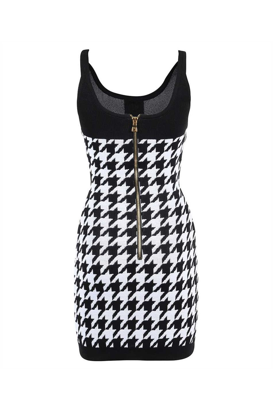 Balmain-OUTLET-SALE-Embellished houndstooth sheath dress-ARCHIVIST