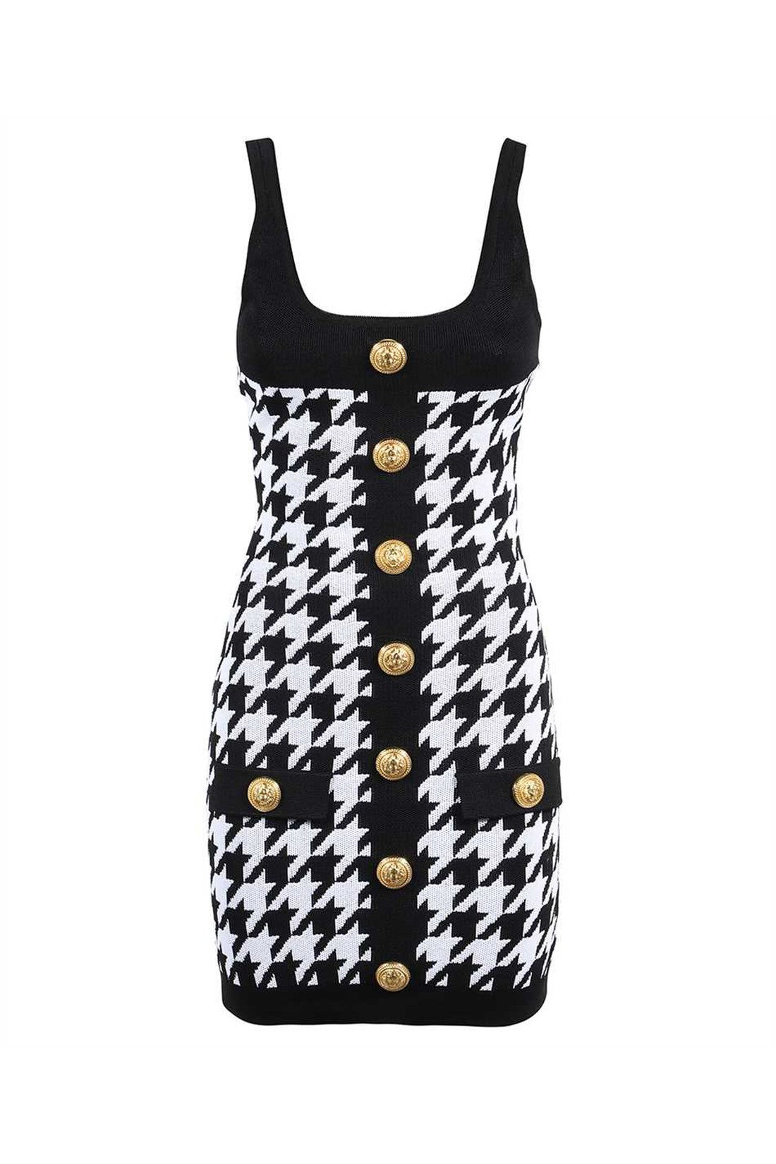 Balmain-OUTLET-SALE-Embellished houndstooth sheath dress-ARCHIVIST