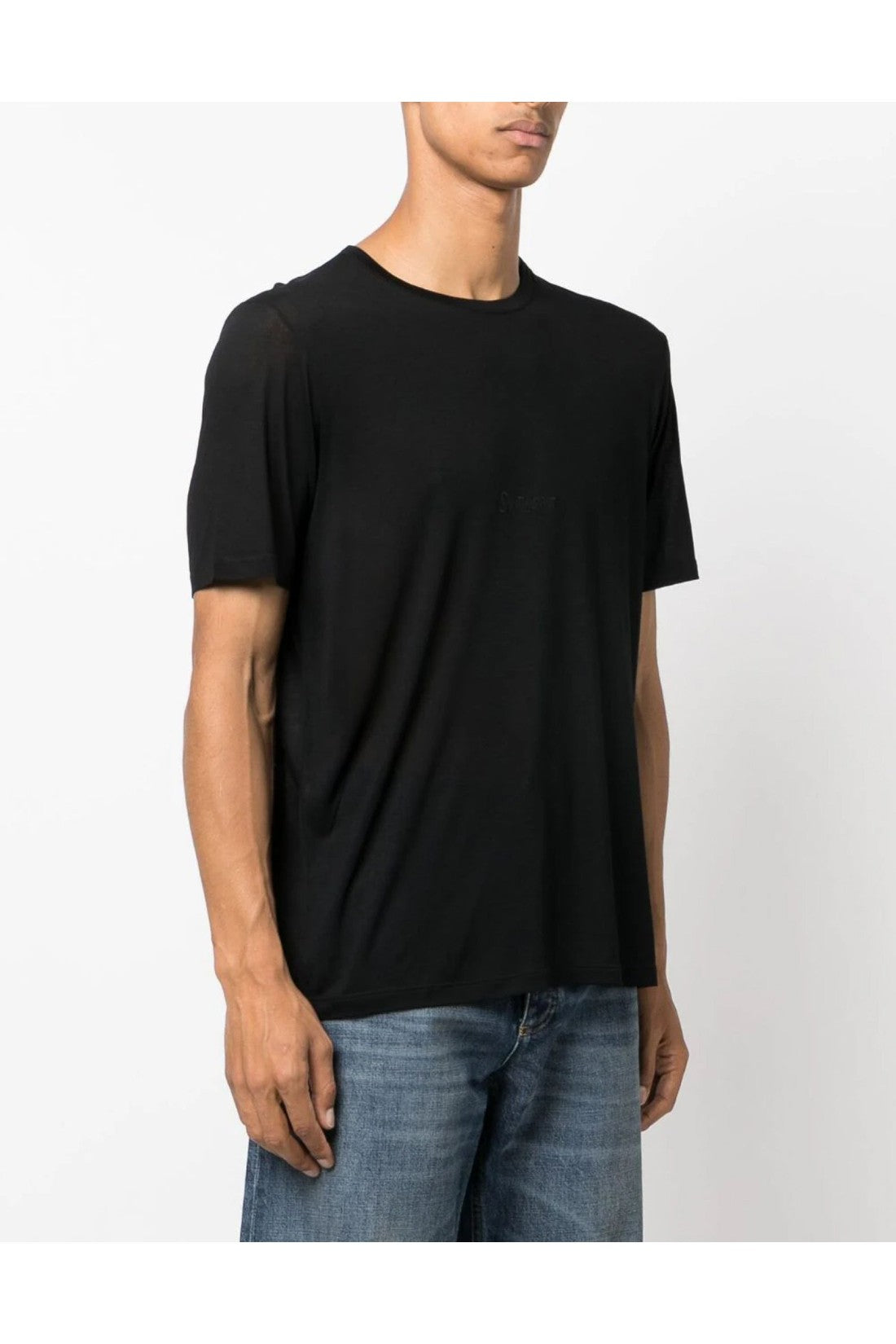 Saint Laurent-OUTLET-SALE-Embroidered Logo T-Shirt-ARCHIVIST