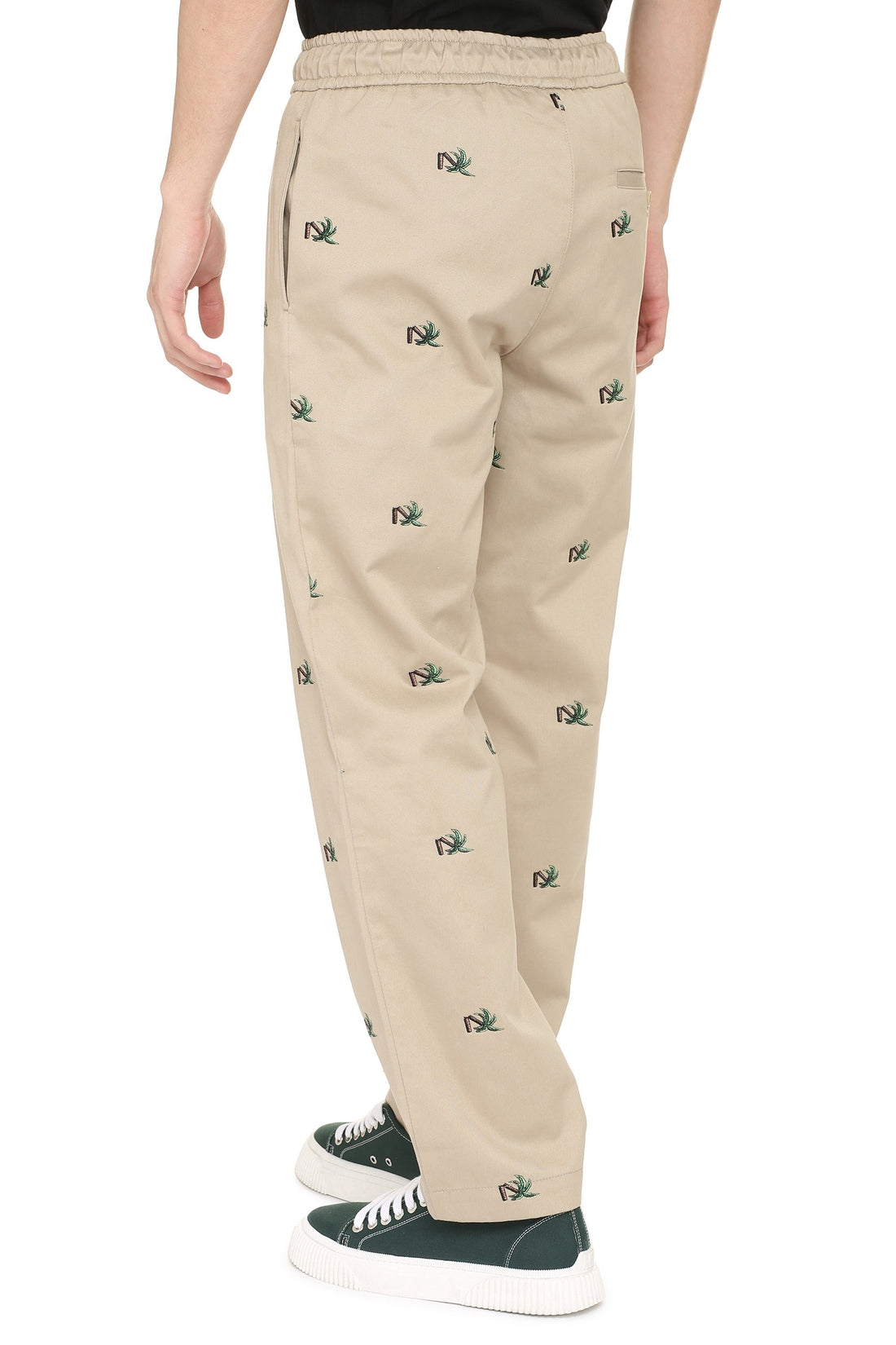 Palm Angels-OUTLET-SALE-Embroidered cotton trousers-ARCHIVIST