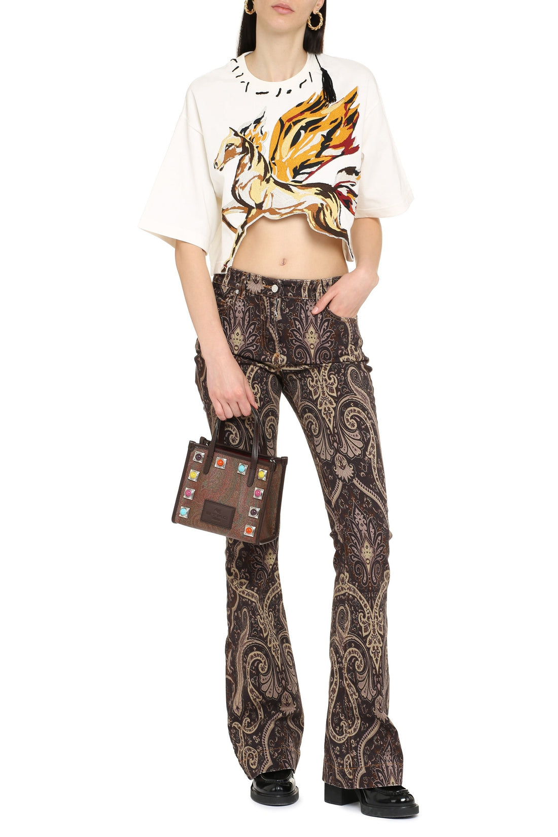 Etro-OUTLET-SALE-Embroidered cropped t-shirt-ARCHIVIST