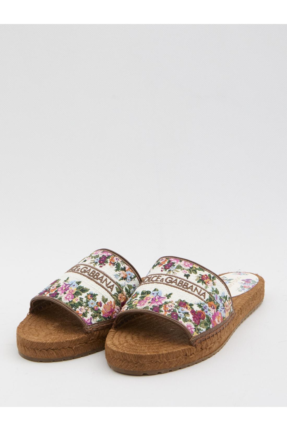Dolce & Gabbana-OUTLET-SALE-Embroidered floral espadrilla slides-ARCHIVIST
