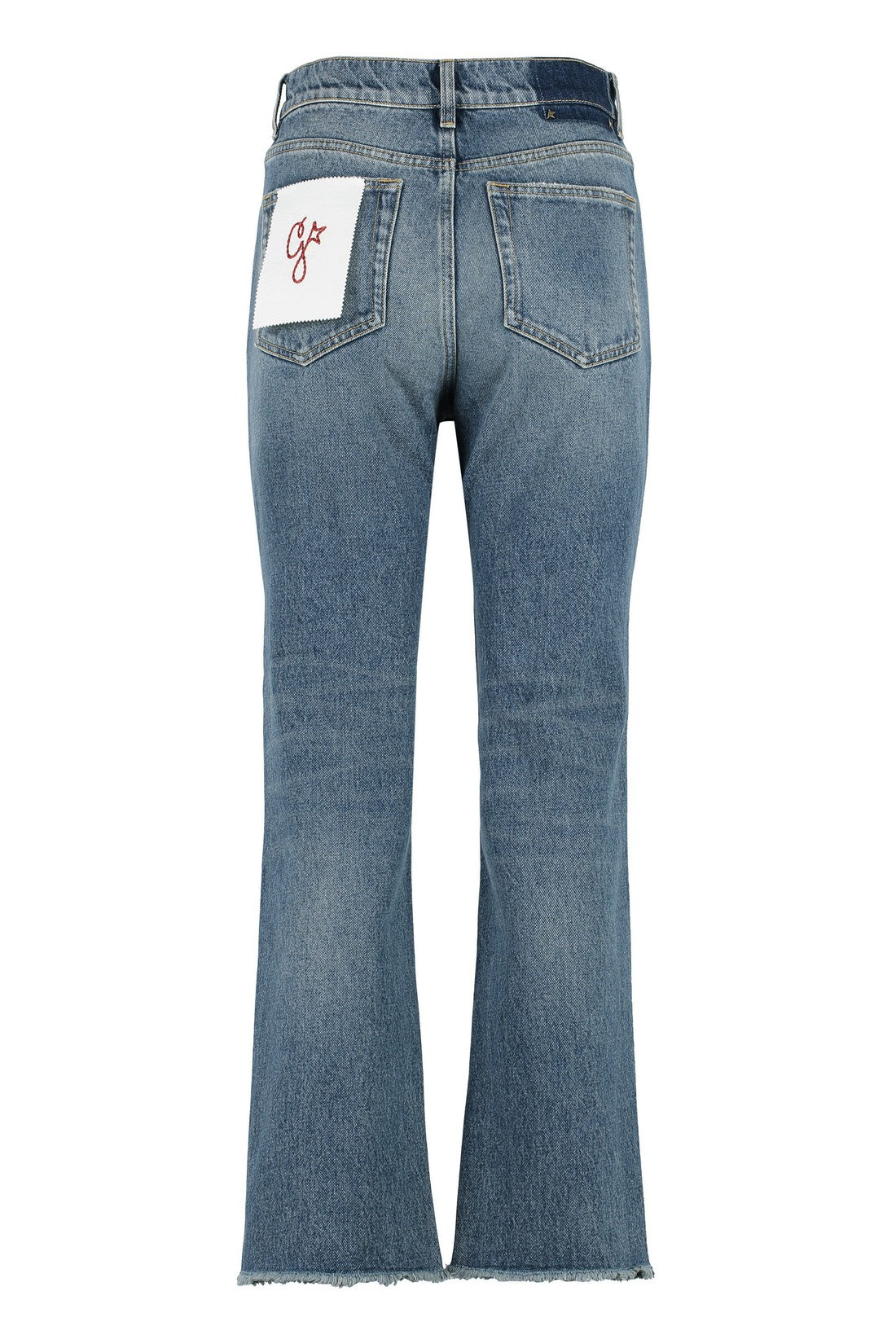 Golden Goose-OUTLET-SALE-Embroidered patch cropped jeans-ARCHIVIST