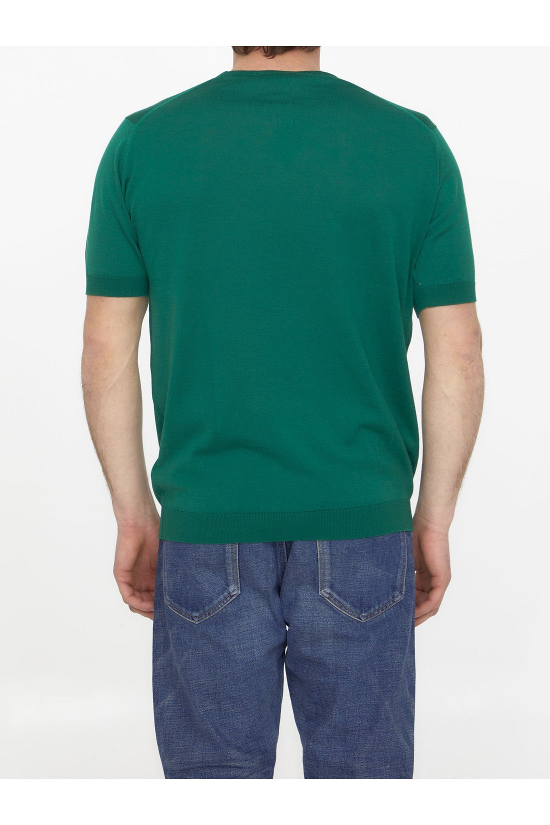 JOHN SMEDLEY-OUTLET-SALE-Emerald green cotton jumper-ARCHIVIST