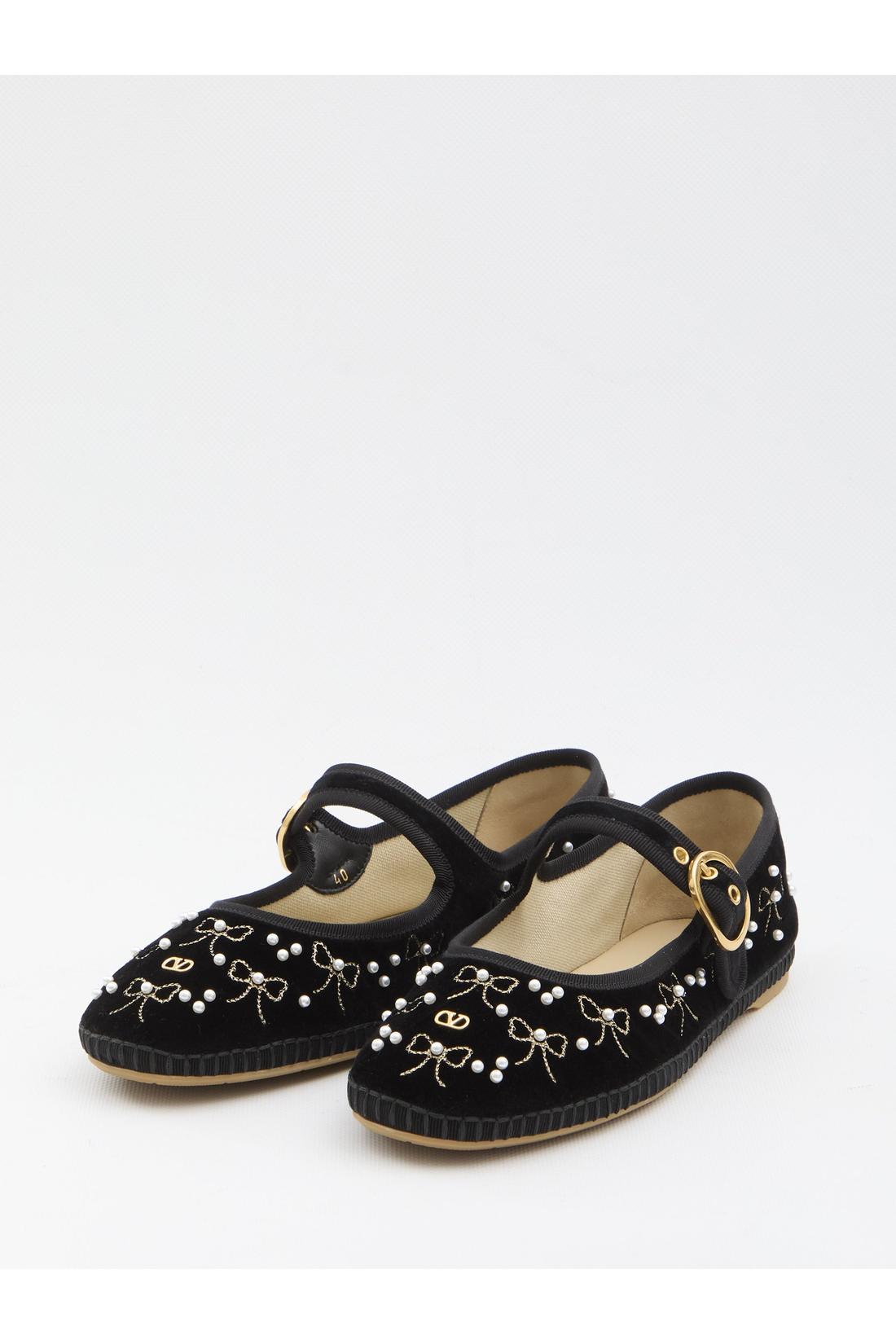 Valentino Garavani-OUTLET-SALE-Endouce velvet Mary-Jane ballerina flats-ARCHIVIST