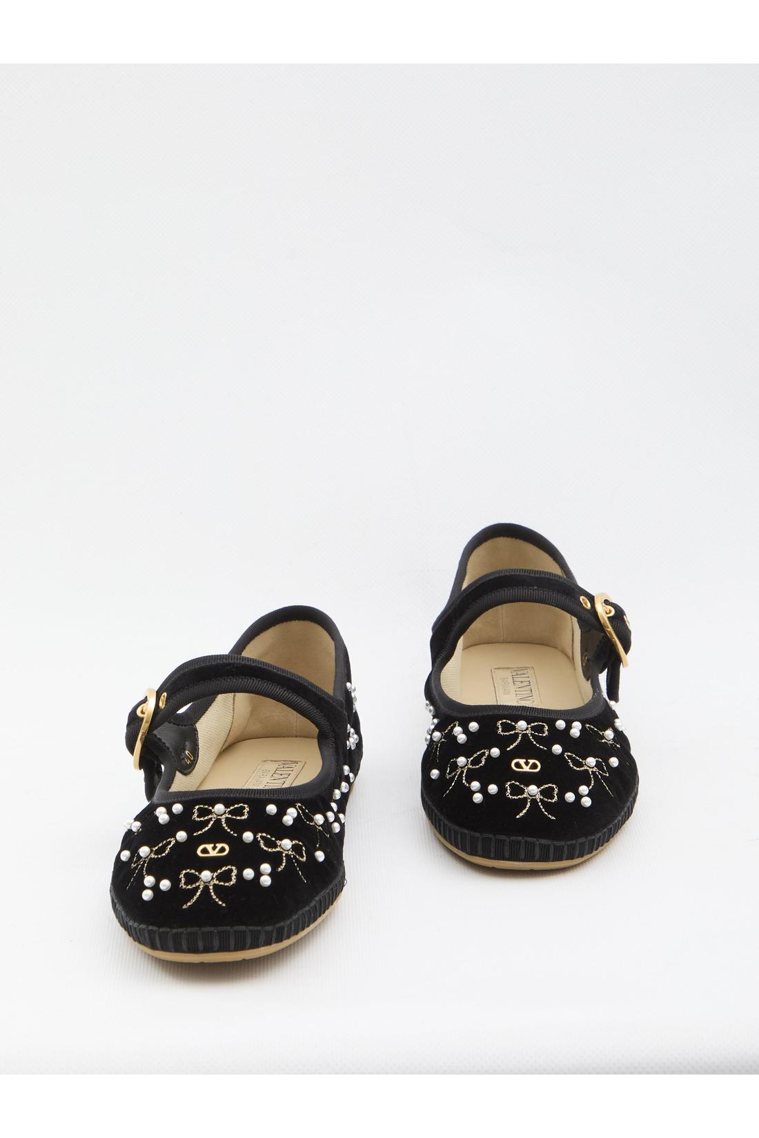 Valentino Garavani-OUTLET-SALE-Endouce velvet Mary-Jane ballerina flats-ARCHIVIST