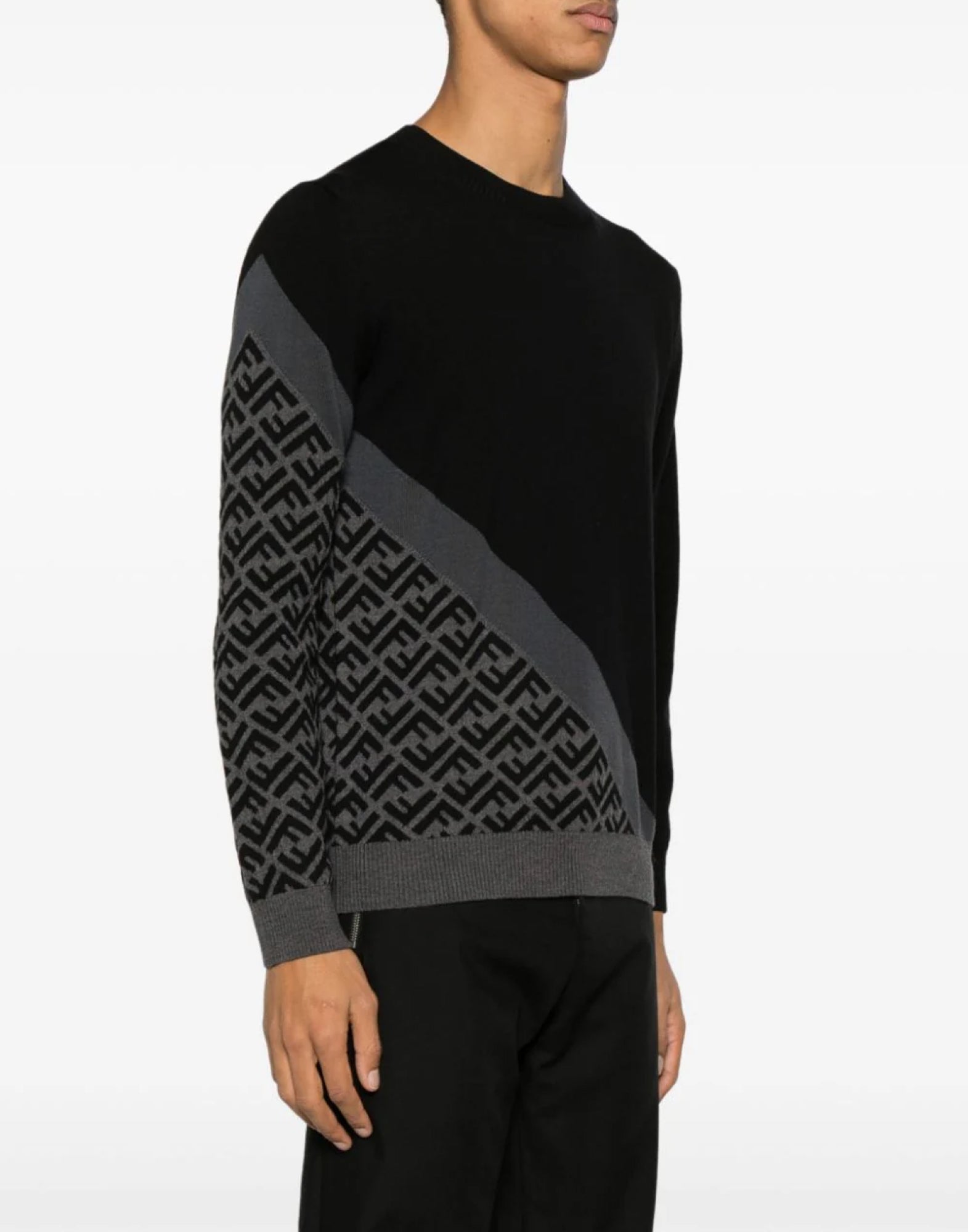 Fendi-OUTLET-SALE-FF Monogram Logo Wool Sweater-ARCHIVIST