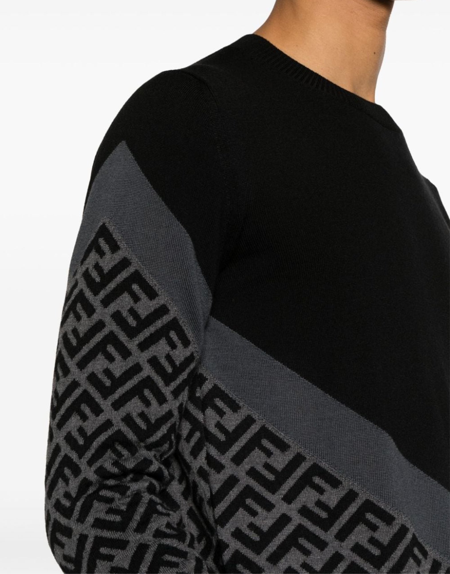 Fendi-OUTLET-SALE-FF Monogram Logo Wool Sweater-ARCHIVIST