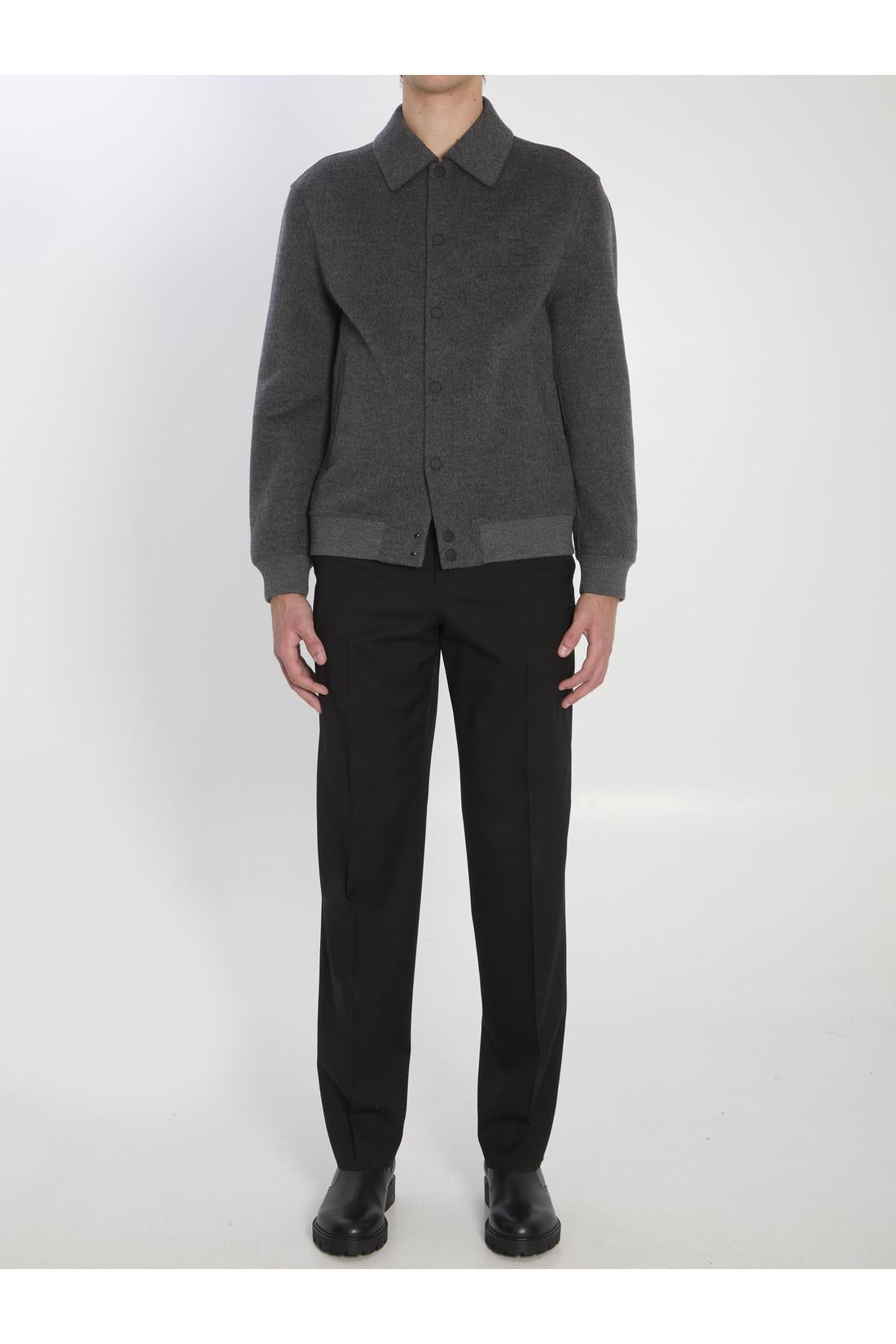 Fendi-OUTLET-SALE-FF wool bomber jacket-ARCHIVIST