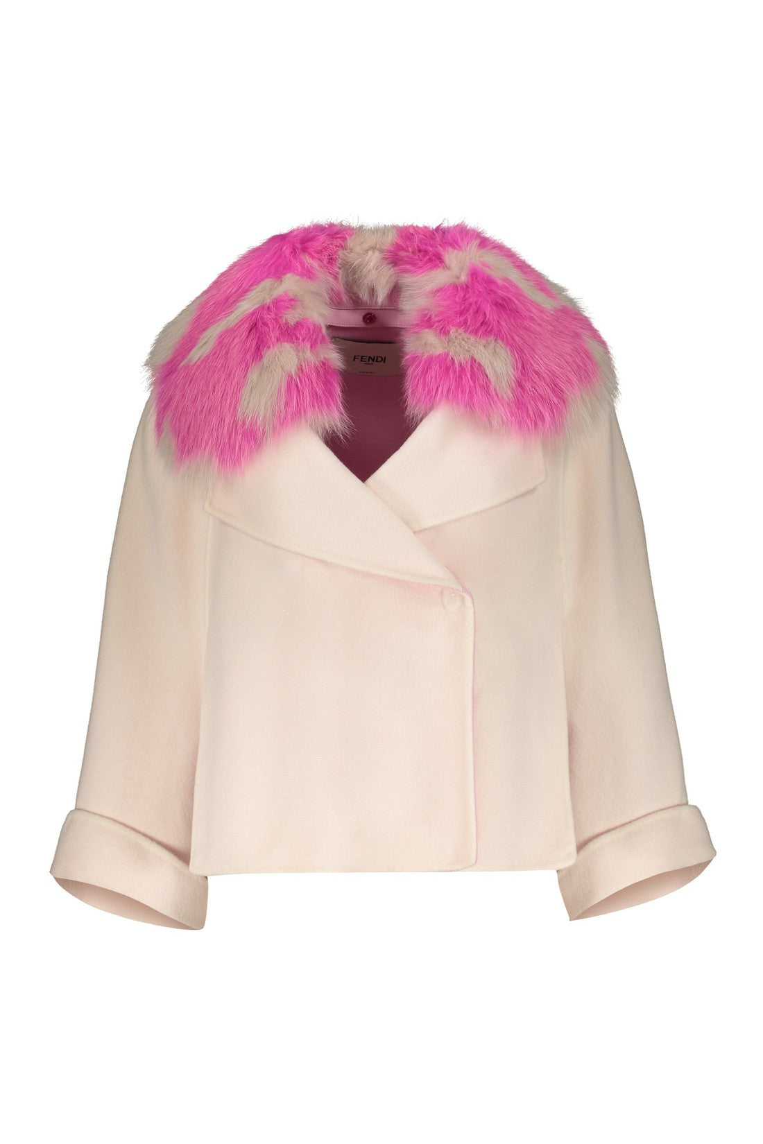 Fur collar cashmere cape-coat