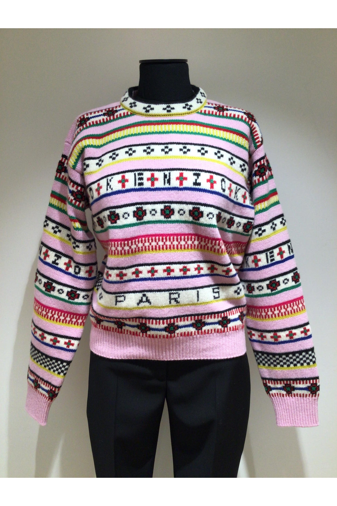 Kenzo-OUTLET-SALE-Fair Isle wool-blend crew-neck sweater-ARCHIVIST